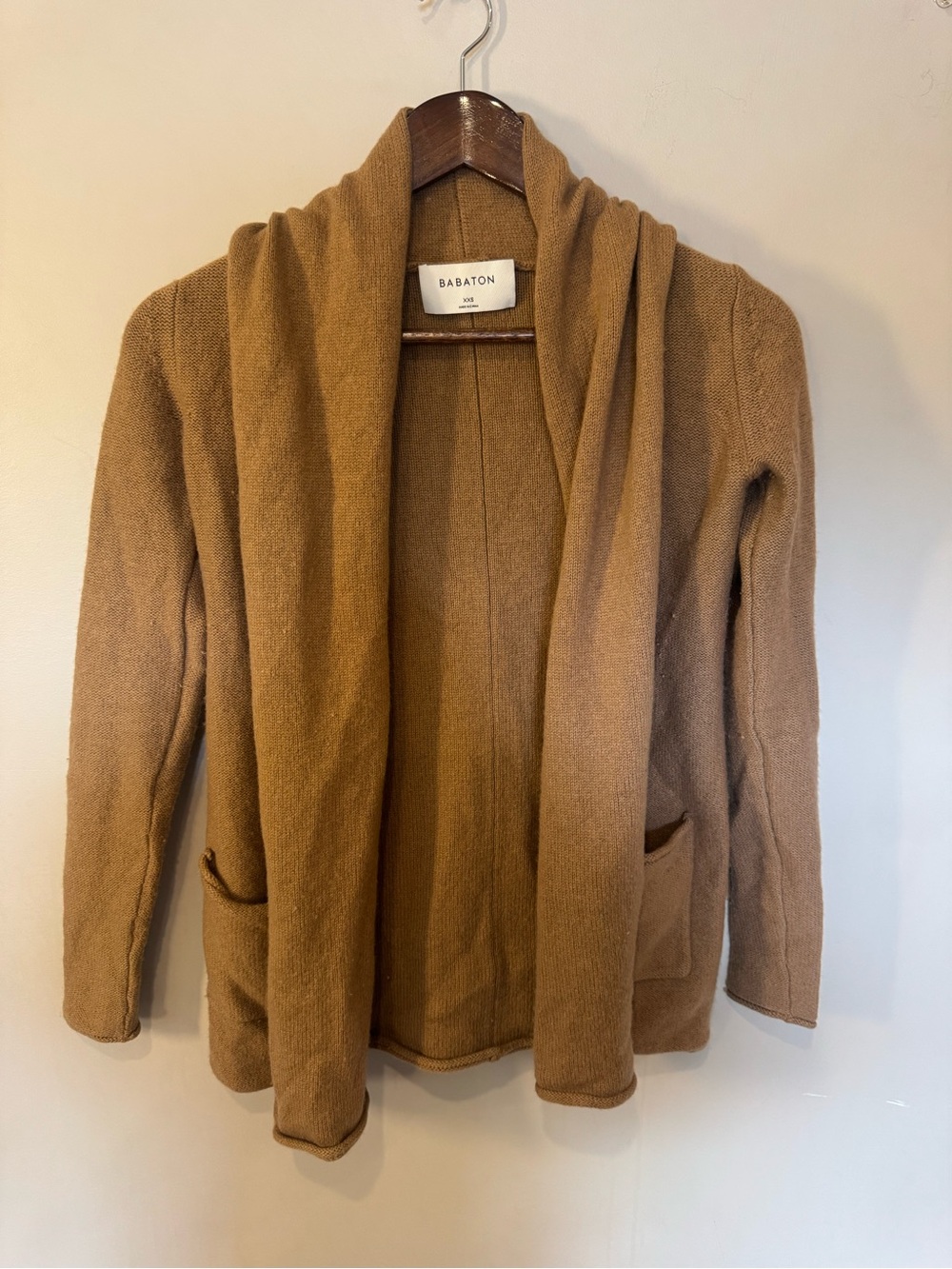 Babaton Aritzia Camel Brown Open Front Knit Cardigan XXS - Picture 2 of 7